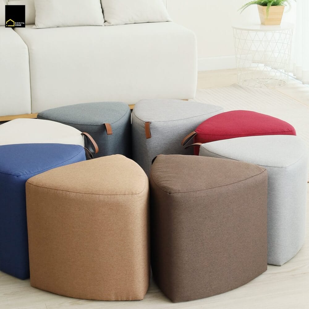 สตูลทรงสามเหลี่ยม RENITA HOME PEBBLE STOOL สีครีม 40x40ซม._4